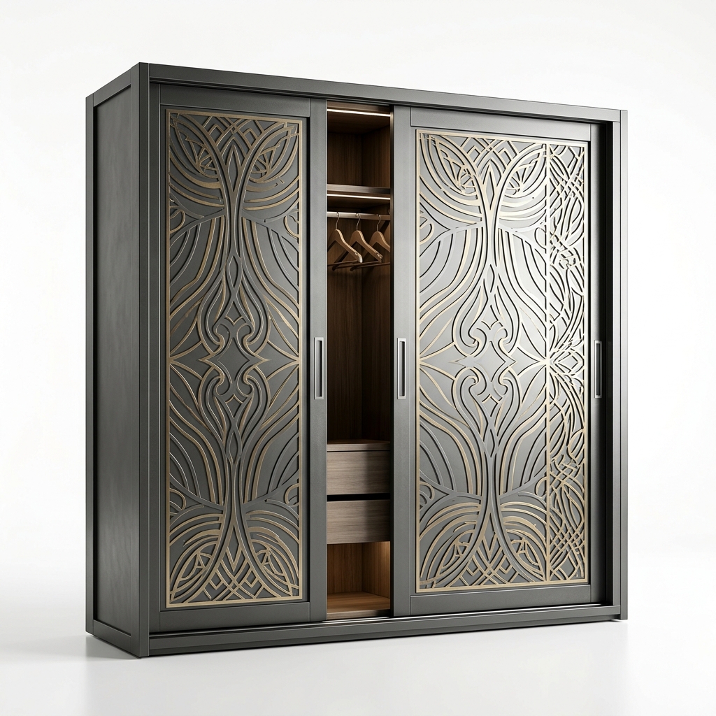 Lemari Slide Motif Besi